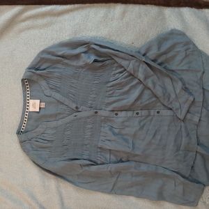 Knox Rose XS sage green flowy button down smocked peasant top